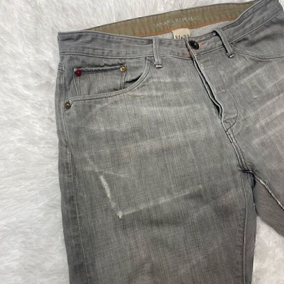 Banana Republic Mens Vintage Straight Jeans 31 x 32 Grey Distressed - Picture 2 of 11